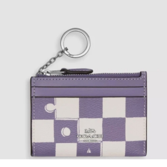 COACH- Checkerboard ID Case / Key Ring (Lavender/Chalk) - Picture 1 of 5